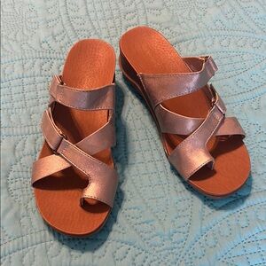 BareTraps Silver Sandals with Crisscross Straps